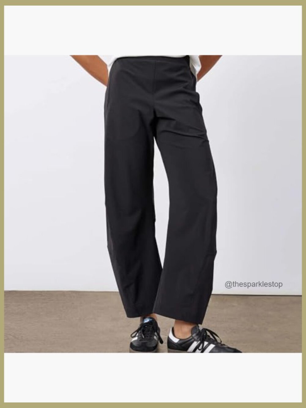 High Waisted Wide Leg Barrel Pants with Pockets - Travel Work Trousers - Picture 3 of 7